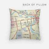 Columbus Ohio map and skyline pillow back