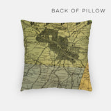 Durham North Carolina map and skyline pillow back