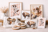 Blush Cowhide — Dust + Denim Pattern Print