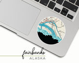 Fairbanks Alaska map and skyline sticker