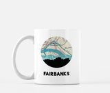 Fairbanks Alaska map and skyline mug