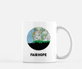 Fairhope Alabama map and skyline mug