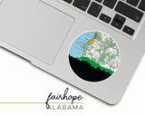 Fairhope Alabama map and skyline sticker