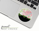 Fairmont West Virginia map and skyline sticker