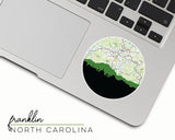 Franklin North Carolina map and skyline sticker