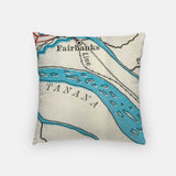 Fairbanks Alaska map and skyline pillow back