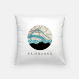 Fairbanks Alaska map and skyline pillow