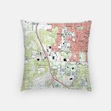 Fayetteville Arkansas map and skyline pillow back