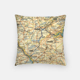 Back of the Flemington, New Jersey map and skyline pillow showing the full city map