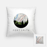 Fort Smith Arkansas map and skyline pillow