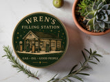 Wren's Filling Station Coaster Set — Gas, Oil & Good People — Georgia Porch + Peach Collection