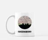 Greensboro North Carolina map and skyline mug