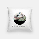 Gatlinburg Tennessee map and skyline pillow
