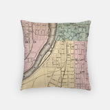Back of the Grand Rapids, Michigan map and skyline pillow showing the full city map