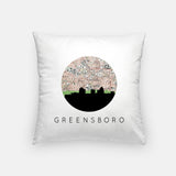 Greensboro North Carolina map and skyline pillow