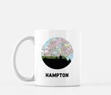 Hampton Virginia map and skyline mug