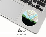 Homer Alaska map and skyline sticker