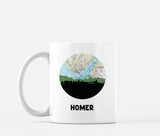 Homer Alaska map and skyline mug