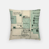 Back of the Hanover, New Hampshire map and skyline pillow showing the full city map