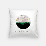 Huntsville Alabama map and skyline pillow