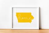 Iowa home state art print with Iowa state silhouette