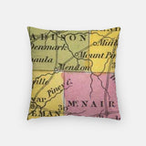 Jackson Tennessee map and skyline pillow back