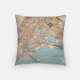 Back of the Jersey City, New Jersey map and skyline pillow showing the full city map