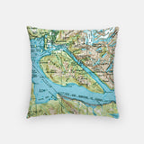 Juneau Alaska map and skyline pillow back