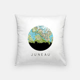 Juneau Alaska map and skyline pillow