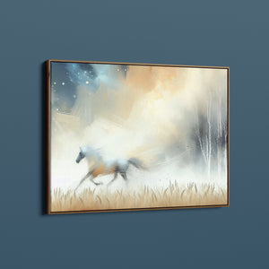 Dreamy Midnight Gallop | Semi-Abstract Horse Art Print | Gold & Blue Nighttime Horse Print | Horse + Whiskey Collection