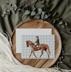 Horse and Rider on Blue Plaid, equestrian greeting card, blank everyday card | Horse + Whiskey Collection