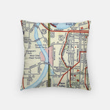 Back of the Kansas City, Missouri map and skyline pillow showing the full city map