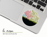 La Crosse Wisconsin map and skyline sticker