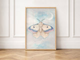 Crescent Moth — Dark Botanical Watercolor Print
