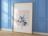 Minimalist Magnolia — Blue Botanical Art Print