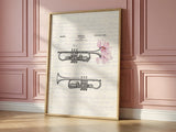 Blooming Trumpet — Vintage Patent-Style Music Print