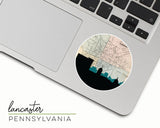 Lancaster Pennsylvania map and skyline sticker