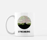Lynchburg Virginia map and skyline mug