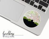 Lynchburg Virginia map and skyline sticker