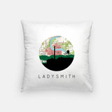 Ladysmith Wisconsin map and skyline pillow