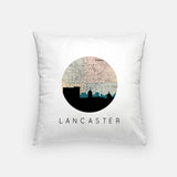 Lancaster Pennsylvania map and skyline pillow
