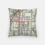 Back of the Lincoln, Nebraska map and skyline pillow showing the full city map