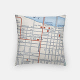 Little Rock Arkansas map and skyline pillow back
