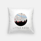 Little Rock Arkansas map and skyline pillow