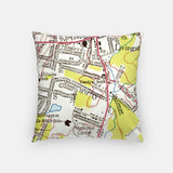 Back of the Livingston, New Jersey map and skyline pillow showing the full city map
