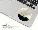 Madison Wisconsin map and skyline sticker