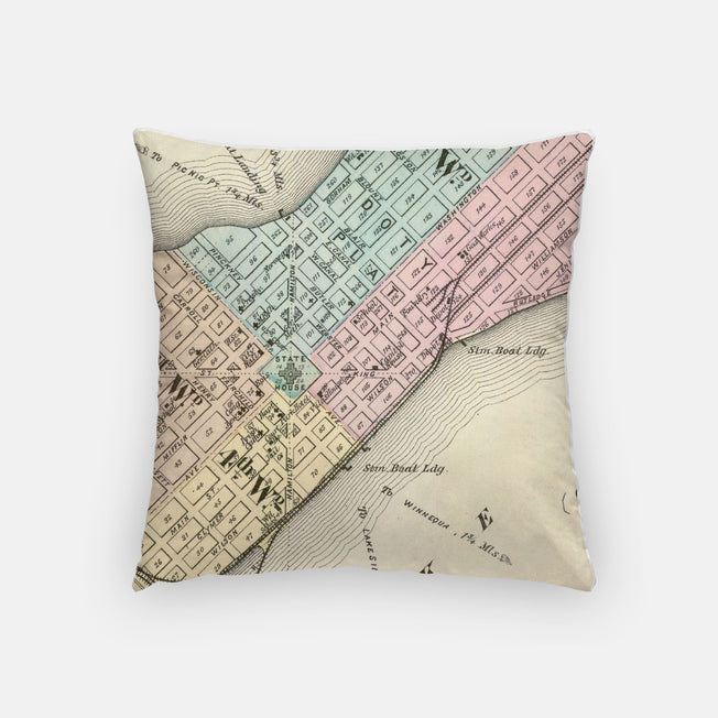 Madison Wisconsin map and skyline pillow back