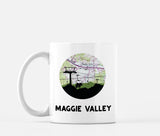 Maggie Valley North Carolina map and skyline mug