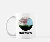 Manitowoc Wisconsin map and skyline mug
