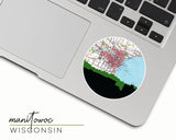 Manitowoc Wisconsin map and skyline sticker